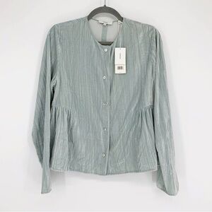 NWT Vince Ruched Velour Paneled Blouse Velvet Oversized Buttoned Top